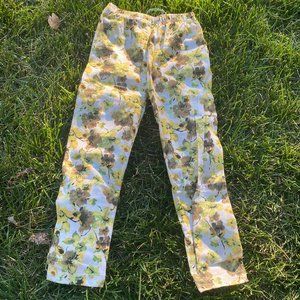 Yellow children's pants - flower design